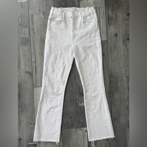 MOTHER The Hustler Ankle Fray Jeans Fairest Of Them All White High Rise 25